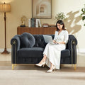 61" Black Velvet Chesterfield Loveseat Sofa Sets by Unknown
