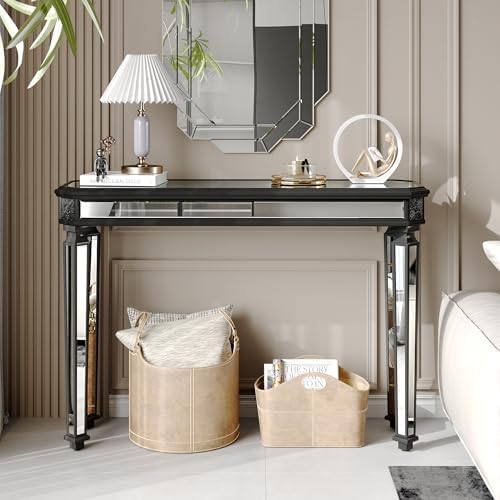 Black Mirrored Console Table, Modern Luxury Mirror Furniture - Image 4