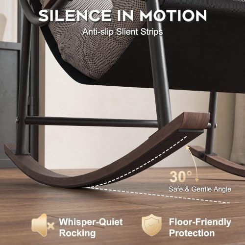 Papasan Rocking Chair with Armrest Outdoor Indoor, Heavy Duty Metal Outdoor - Image 6