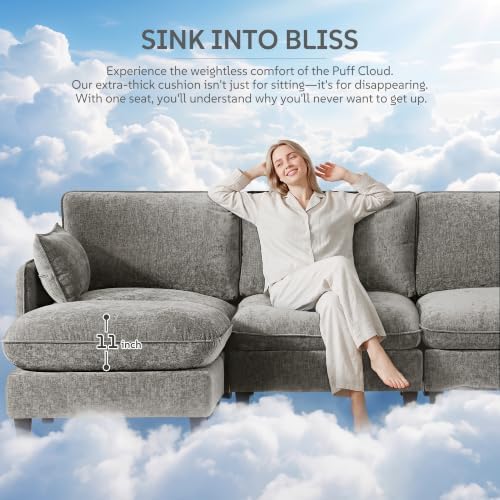 Ihanherry 139" Sleeper Sofa, Modular Sectional Sofa，Oversized Cloud Sofa - Image 3