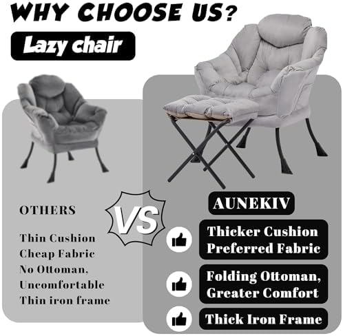 Lazy Chair with Ottoman, Comfy Reading Chair - Image 4