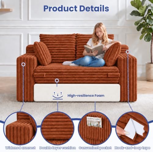 3-in-1 Convertible Sofa Bed: Boneless Loveseat Sleeper & Folding Couch Bed - Image 4