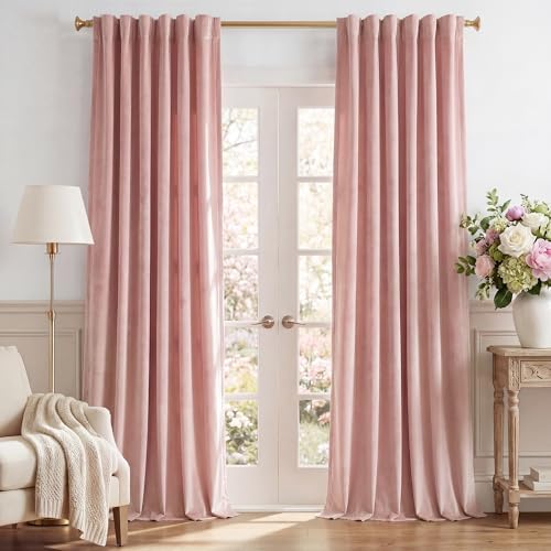 StangH Baby Pink Velvet Curtains Back Tab by StangH