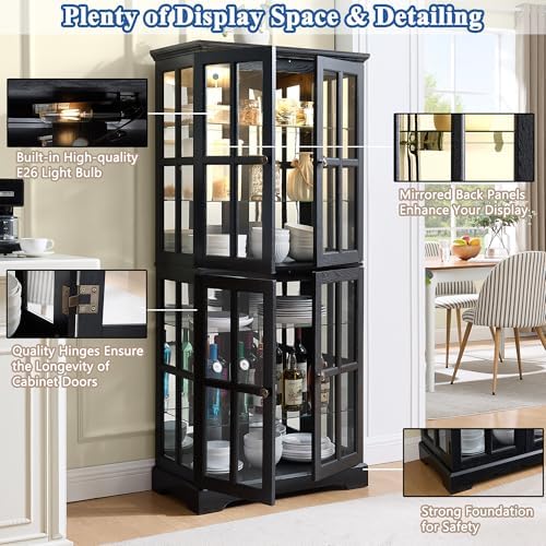 68" H Glass Curio Display Cabinet - Image 4