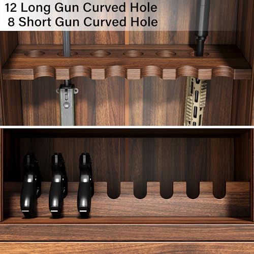Saudism Set of 2 Gun Safe for 12 Rifles, Wooden Gun Cabinet, Rifle Shotgun - Image 6