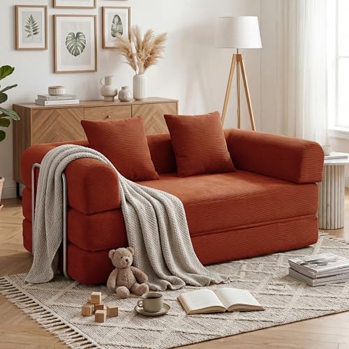 59'' Convertible Compressed Corduroy Folding Cloud Sofa Bed, Modern Boneless by GORGENIUS
