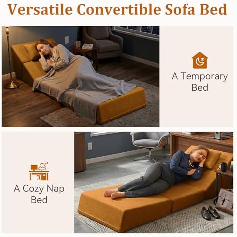Fold Out Chair Bed, Folding Sofa Bed, 3 in 1 Convertible Sleeper Chair Bed - Image 5