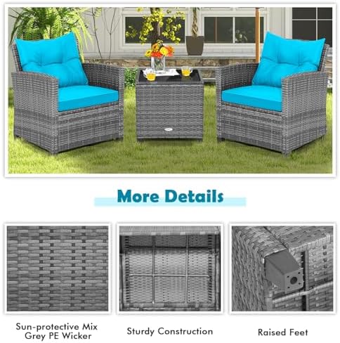 COSTWAY 3PCS Wicker Patio Furniture Set - Image 7