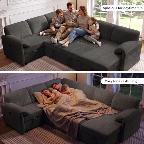 Tbfit 107" Pull Out Sofa, Sleeper Sofa Bed - Image 4