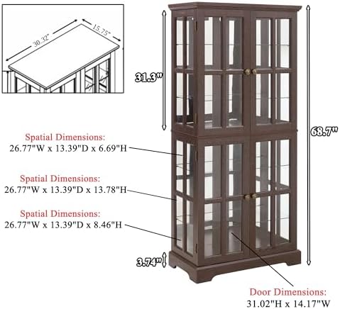 68" H Glass Curio Display Cabinet - Image 2