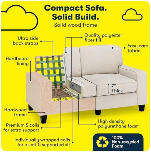 Serta Palisades 61" Track Arm Sofa, Easy Care Polyester, Soft Pillow Back - Image 5
