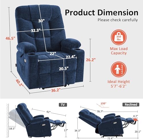 MCombo Power Lift Recliner for Elderly, Fabric 7283 - Image 3