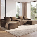 141" Oversized U Shaped Cloud Sectional Boneless Corduroy Sofa Couch Brown by Easilive