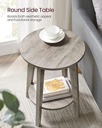 VASAGLE Round Side Table with Lower Shelf, End Table - Image 5
