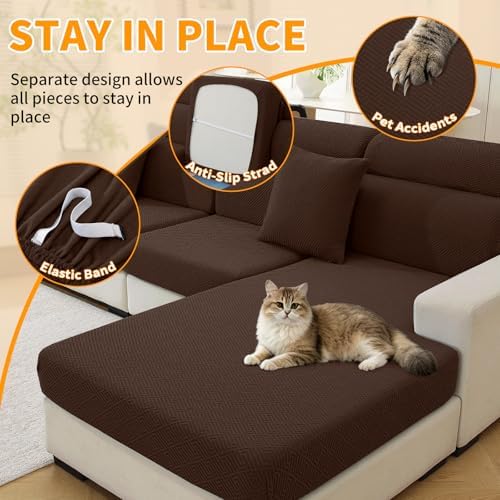 XINEAGE 2 Piece Stretch Couch Cushion Covers Individual Sofa Slipcovers - Image 5