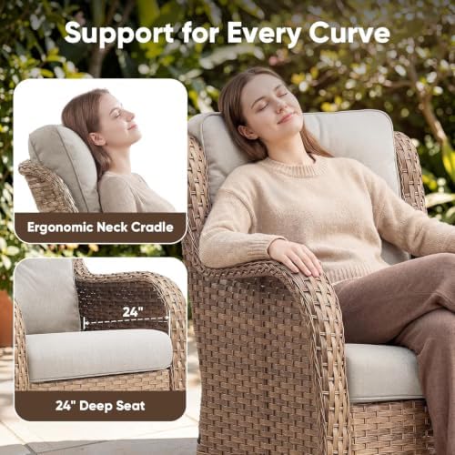 Belord Patio Sofa Luxury PE Wicker Loveseat - Image 5