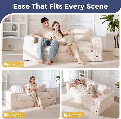 MAXYOYO Loveseat Sofa Couch, Upholstered Bean Bag Chair Cloud Seat - Image 4