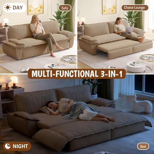73.2" Futon Sofa Bed Queen Size, 3-in-1 Convertible Sleeper Sofa - Image 5