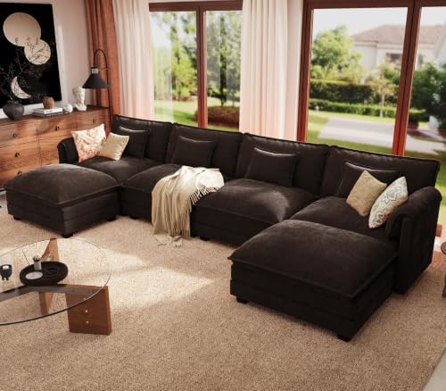 ELUCHANG 150" Oversized Modular Sectional Sofa, Comfy U Shaped Cloud Couch by ELUCHANG
