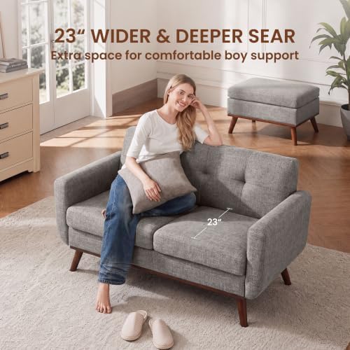 56" Small Loveseat Sofa Mid Century Modern Mini Love Seat - Image 4