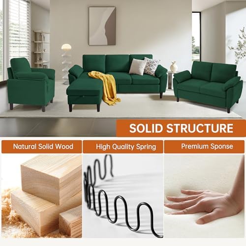 3 Pieces Sectional Sofa Set, 3-Seat L Shaped Couch - Image 3