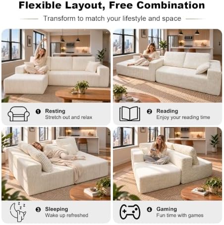 106" Boneless Couches for Living Room, Modular Sectional Sofa - Image 3