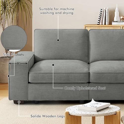 TEKAMON 100" Modular Sofa with Seats Storage, Comfy 3-Seater Chenille Fabric - Image 6