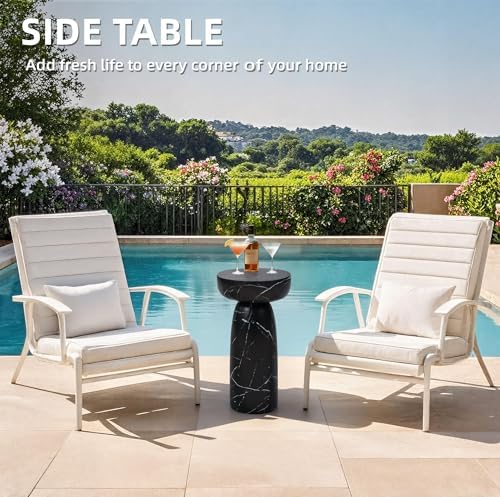 Faux Marble Side Table Black, 24Inch Outdoor End Table - Image 6