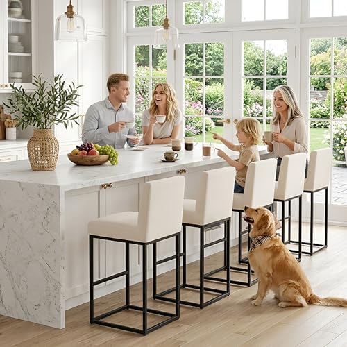VESCASA Linen 31 inches Bar Height Bar Stools - Image 7