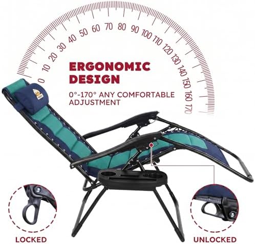 Colegence Oversized Zero Gravity Chairs Set of 2, 400-lb Capacity Recliner - Image 4