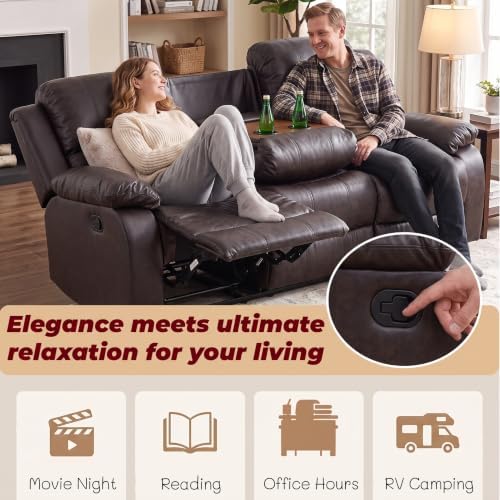 2 Pieces Leather Recliner Sofa Set，Recliner Sofa and Loveseat Sets - Image 5