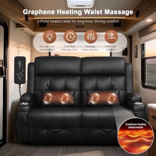RV Loveseat Recliner Sofa, Wall Hugger Reclining RV Couch - Image 4