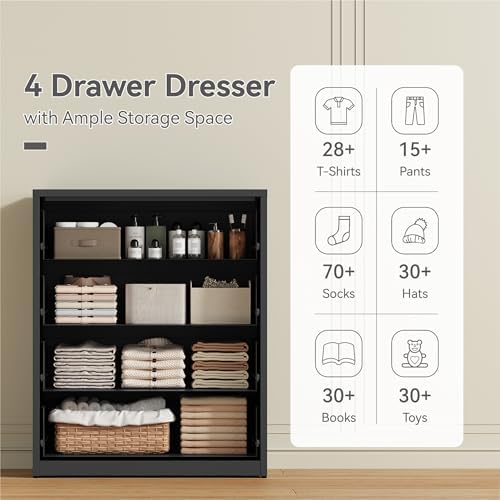 YAUWOH 4 Drawer Metal Dresser, Heavy Duty Steel Storage Dresser - Image 4