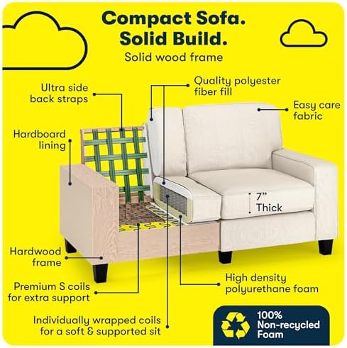 Serta Palisades 61" Track Arm Sofa, Easy Care Polyester, Soft Pillow Back - Image 5