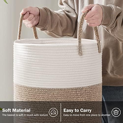 YOUDENOVA Cotton Rope Laundry Hamper Basket, 72L Blanket Basket - Image 3
