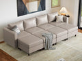 ABCASA 118.5" Faux Leather Luxury Modular Sleeper Sofa Bed by ABCASA