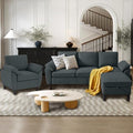 3 Piece Convertible Sectional Sofa Set, Modern Linen Small L Shaped Couch by Chireca