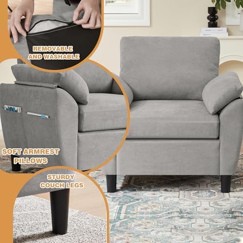 3 Piece Convertible Sectional Sofa Set, Modern Linen Small L Shaped Couch - Image 5