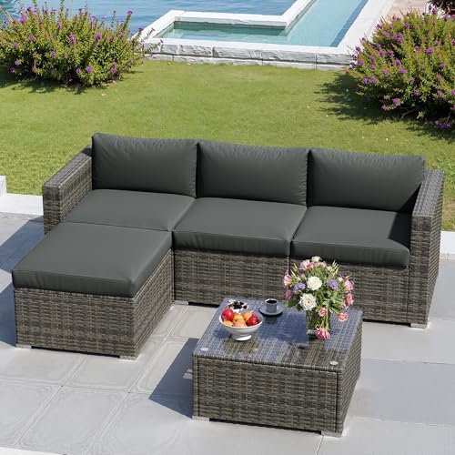 5 Pieces Outdoor Patio Furniture Set, Patio Sectional Furniture Set, by MayinColor