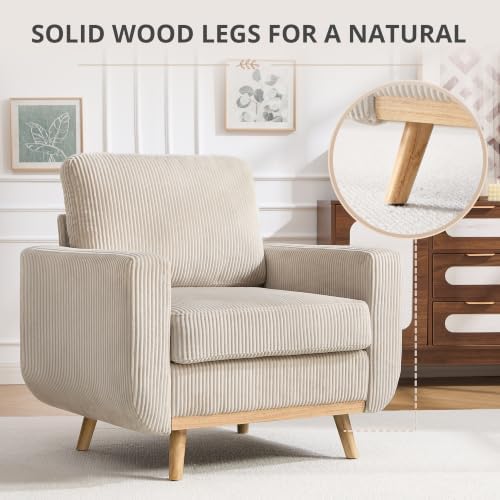 Accent Chair with Movable Ottoman, Reading Chair and Ottoman Set, Upholstered - Image 5