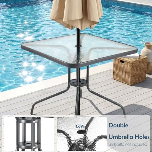 Arlopu 5 Pieces Outdoor Patio Dining Set, Glass Table and Textilene Chair - Image 6