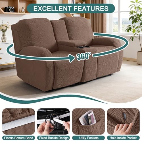 Ruaozz Stretch Loveseat Recliner Cover - Image 5
