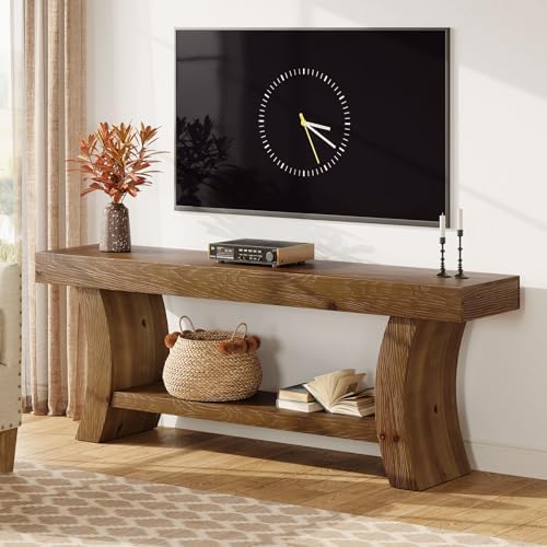 63" Solid Wood TV Stand for 55/60/65/75" TVs, Farmhouse TV Console, Low by TribewoodbyTribesigns