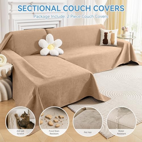 100% Waterproof Sectional Couch Covers, 2 Pieces L Shaped Sofa Cover - Image 3