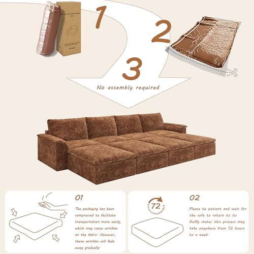 EASE MOOSE 147" Cloud Sofa Bed, Boneless Couches - Image 3