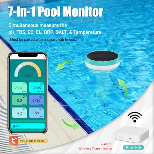 Digital Pool Water Tester, 7-in-1 Smart Floating Meter, WiFi Enabled, Tests pH - Image 3