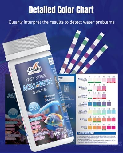 Pawfly 100 Pcs Aquarium Test Strips 6 in 1 Digital Water Testing Kit, Fish Tank - Image 5