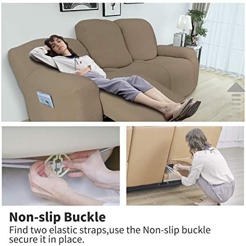 Easy-Going 8 Pieces Recliner Couch Stretch Sofa Slipcover Natural - Image 3