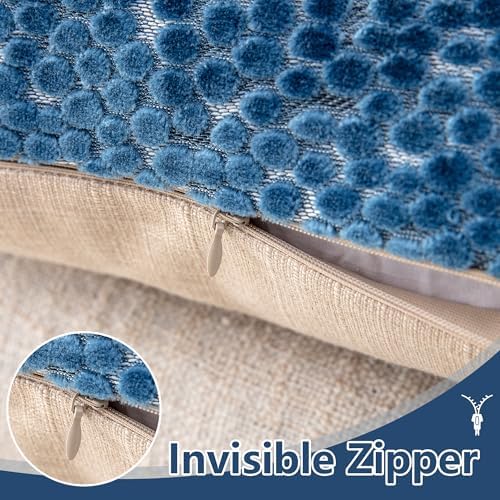 FIFU 20x20 Inch Throw Pillow Covers Set of 2, Jacquard Velvet, Oxford Blue - Image 4