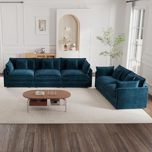 mikibama Luxury 2 Piece Cloud Couches Set, Modern Upholstered Chenille 3 Seater by Mikibama